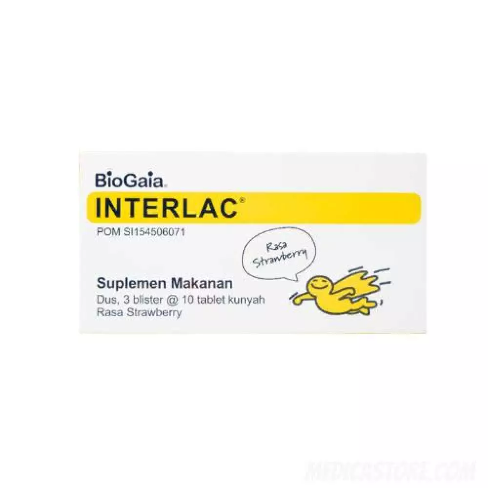INTERLAC TABLET KUNYAH STRAWBERRY 30'S